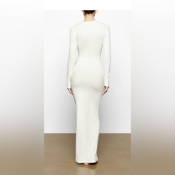 Skims Crewneck Soft Lounge Shimmer Dress in White - Picture 3 of 7